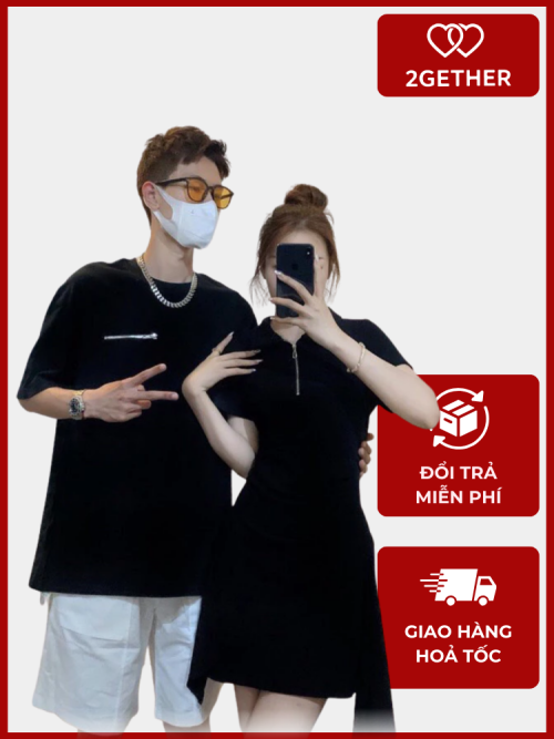 Set Đồ Đôi Áo Thun Đen – Hack Dáng, Che Khuyết Điểm