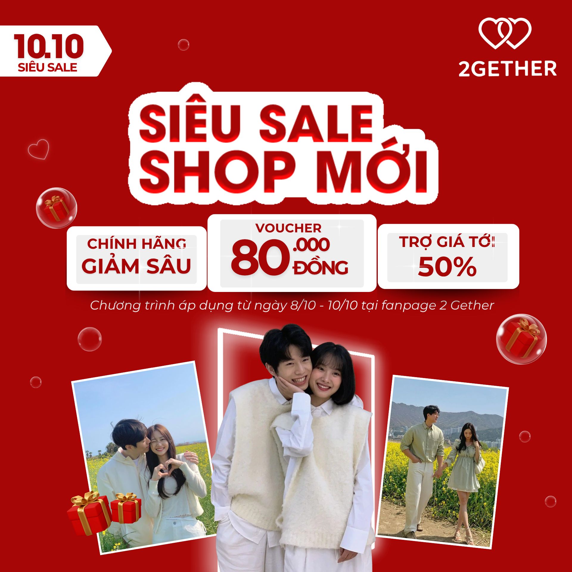 Chương trình sale 10.10 2GETHER – ưu đãi thời trang đôi giảm giá đến 50% cho các cặp đôi.