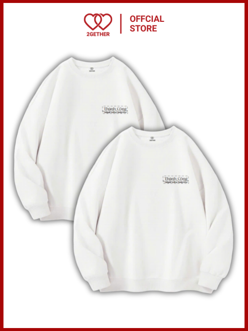 Áo Sweater trắng in tên trước ngực sau lưng