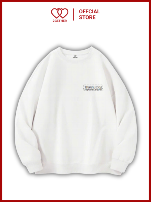 Áo Sweater trắng in tên trước ngực sau lưng
